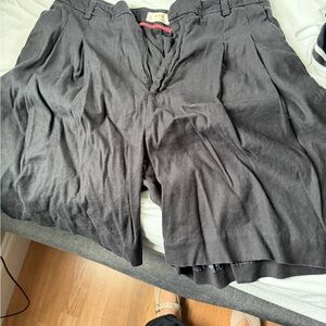 Maeve Black Pleated Bermuda Shorts